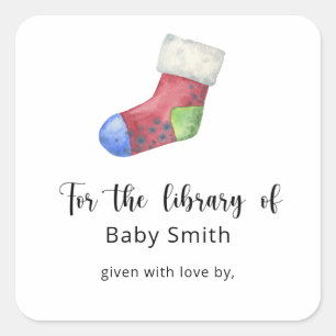 Christmas sock - Baby Shower Library Square Sticker