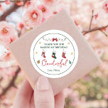 Christmas Sock Birthday Classic Round Sticker<br><div class="desc">Christmas Sock Birthday Classic Round Sticker</div>