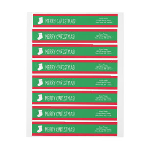 Christmas sock wraparound return address labels