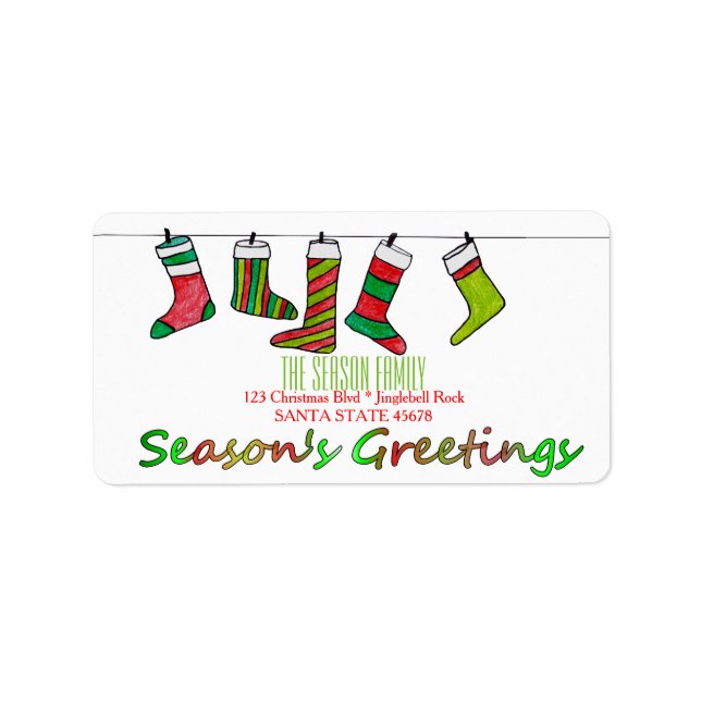 Christmas sockings  Season's Greetings Label (Front)