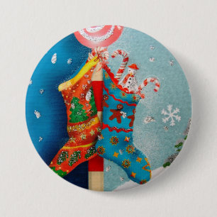 Christmas Socks 7.5 Cm Round Badge