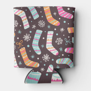 Christmas socks and snowflakes: vintage pattern can cooler