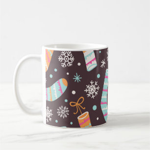 Christmas socks and snowflakes: vintage pattern coffee mug