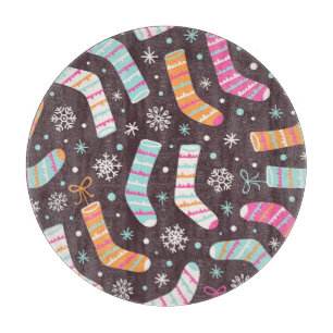 Christmas socks and snowflakes: vintage pattern cutting board