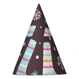 Christmas socks and snowflakes: vintage pattern party hat