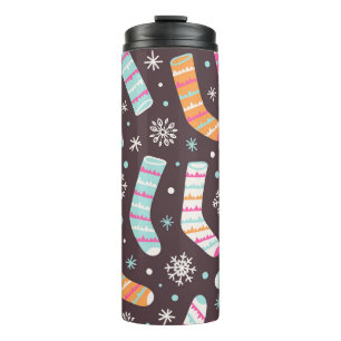 Christmas socks and snowflakes: vintage pattern thermal tumbler