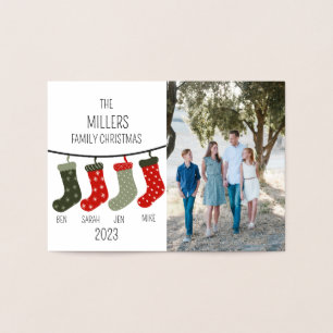 Christmas socks as a family of four foil card