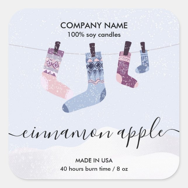 Christmas Socks Candle label product label (Front)