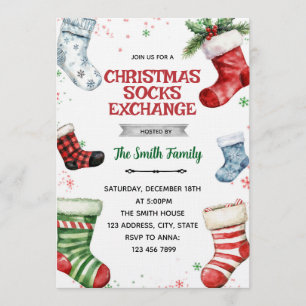 Christmas socks exchange party invitation