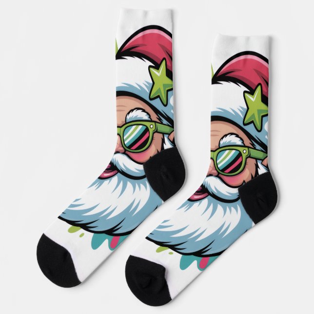Christmas socks featuring Santa Claus (Left)