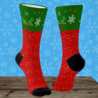 Christmas Socks, Ho Ho Ho, Santa, Snowflakes Socks
