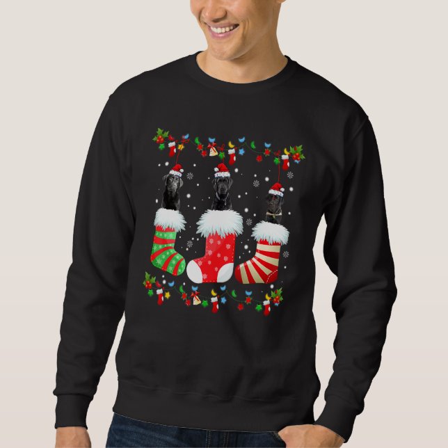 Christmas Socks Lights Santa Black Lab Labrador Do Sweatshirt (Front)