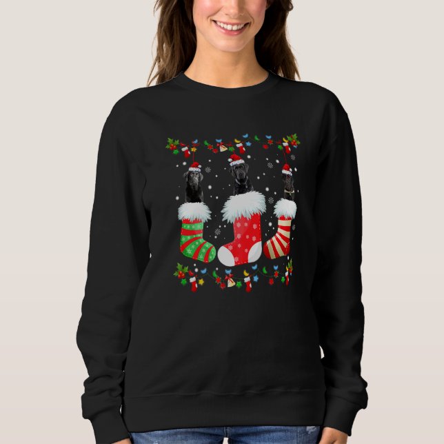 Christmas Socks Lights Santa Black Lab Labrador Do Sweatshirt (Front)