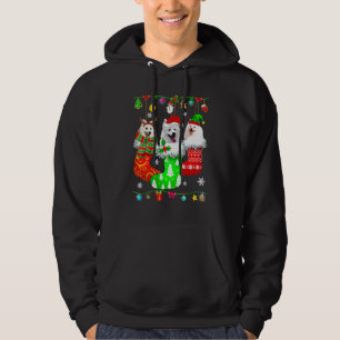 Christmas Socks Pajama American Eskimo Dog Puppy Hoodie