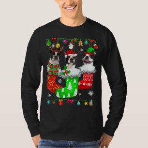 Christmas Socks Pajama Boston Terrier Dog Puppy Lo T-Shirt