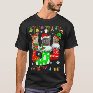 Christmas Socks Pajama Cat Kitten Lover Cat Mom Ca T-Shirt
