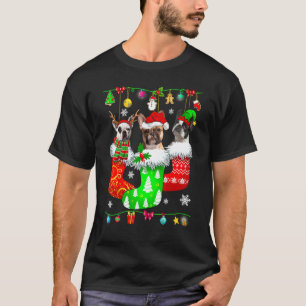 Christmas Socks Pajama French Bulldog Dog Puppy T-Shirt