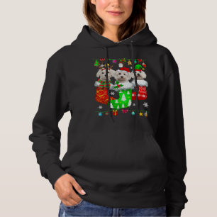 Christmas Socks Pajama Maltese Dog Puppy Lover Hoodie