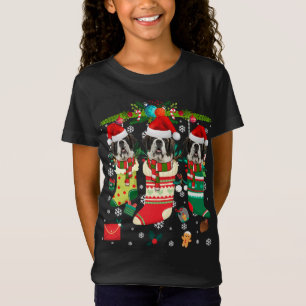 Christmas Socks Pajama Saint Bernard Dog Puppy Lov T-Shirt