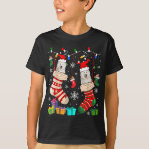 Christmas Socks Pajama Samoyed Dog Puppy Lover T-Shirt