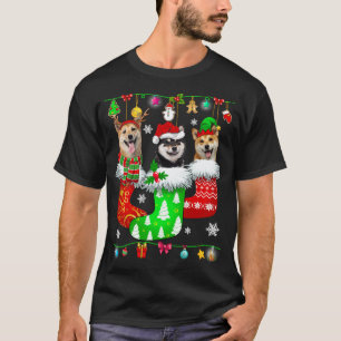 Christmas Socks Pajama Shiba Inu Dog Puppy Lover T-Shirt
