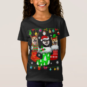 Christmas Socks Pajama Shiba Inu Dog Puppy Lover T-Shirt
