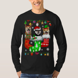 Christmas Socks Pajama Shiba Inu Dog Puppy Lover T-Shirt