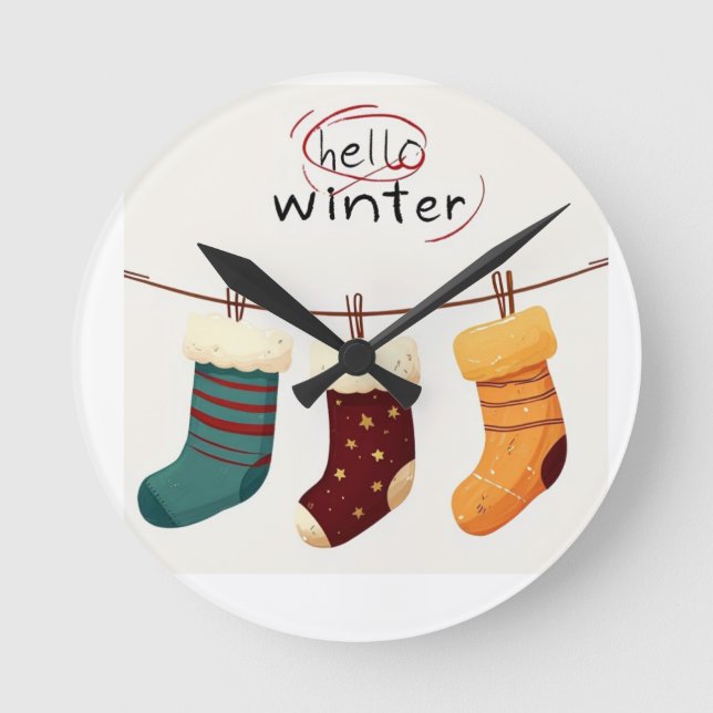 Christmas socks presents  round clock (Front)