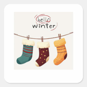 Christmas socks presents  square sticker