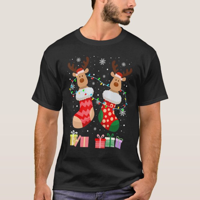 Christmas Socks Santa  Gamer Xmas Lights Gaming T-Shirt (Front)
