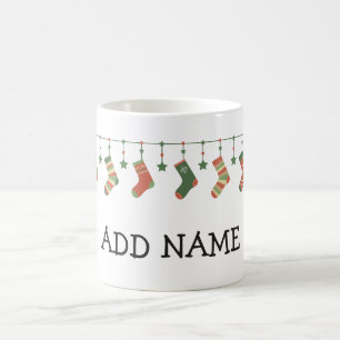 Christmas socks seasonal stockings add name  coffee mug