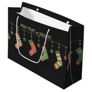 Christmas socks seasonal stockings add text large gift bag