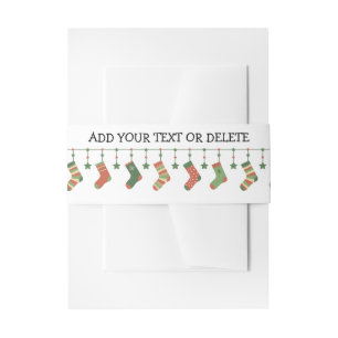 Christmas socks seasonal stockings garland text invitation belly band