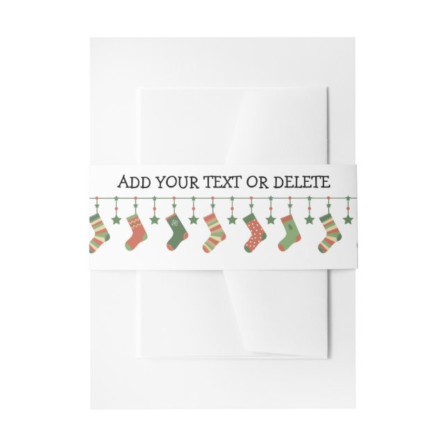 Christmas socks seasonal stockings garland text invitation belly band (Front Example)