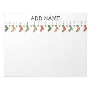 Christmas socks seasonal stockings garland text notepad
