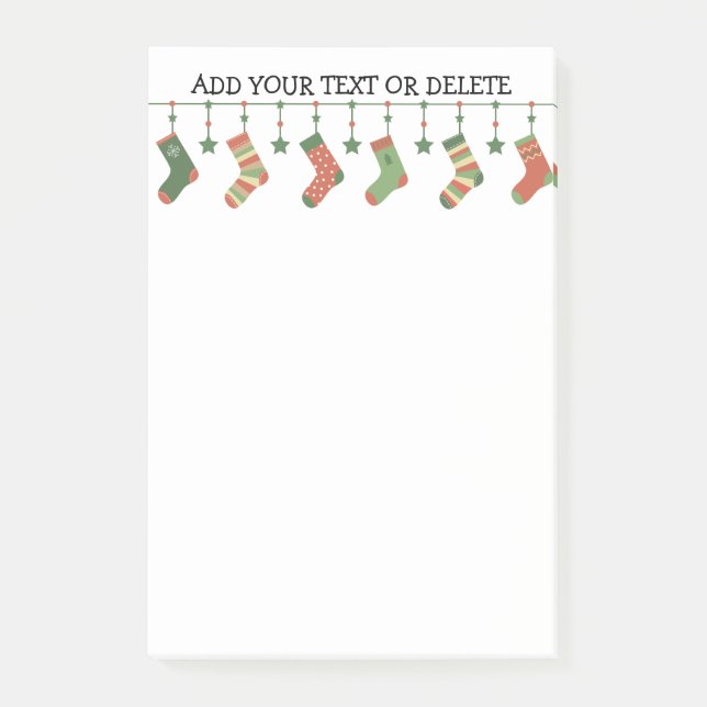Christmas socks seasonal stockings garland text post-it notes (Front)