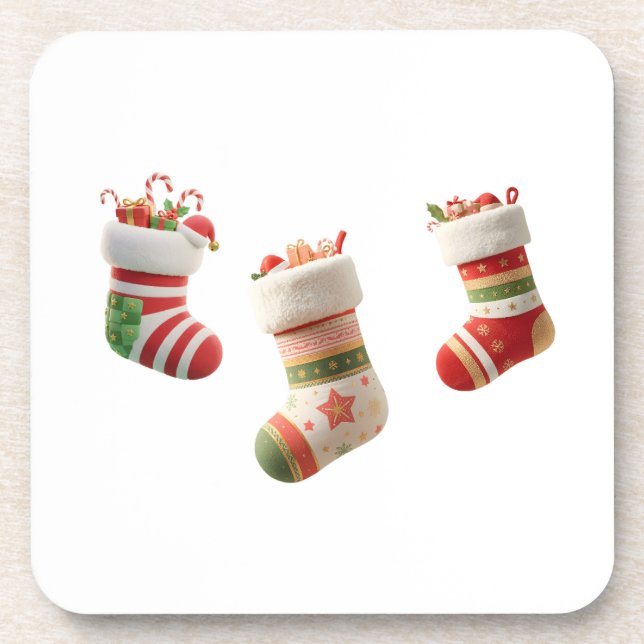 Christmas Socks Set – Cute Holiday Sock Designs Coaster (Front)