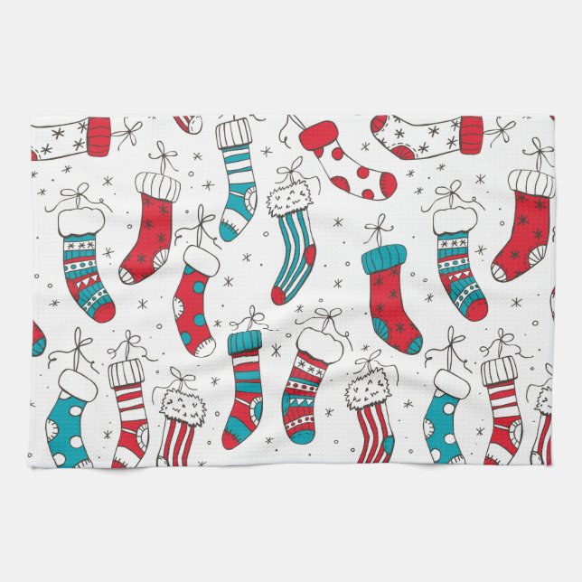 Christmas socks tea towel (Horizontal)