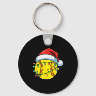 Christmas Softball Ball Santa Hat Softball Xmas Li Key Ring