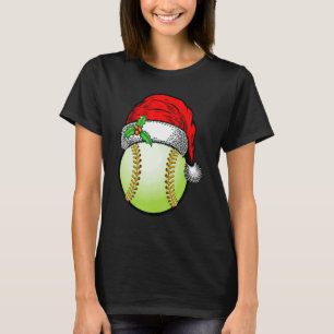 Christmas Softball Ball Santa Hat Xmas Sport For B T-Shirt