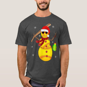 Christmas Softball Bat Snowman Santa Snowflake Gir T-Shirt