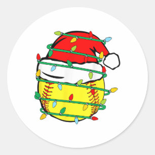 Christmas Softball  Classic Round Sticker