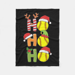 Christmas Softball Ho Ho Ho Softball Xmas Sport Me Fleece Blanket