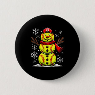 Christmas Softball Snowman Girls, Softball Christm 6 Cm Round Badge