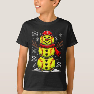 Christmas Softball Snowman Girls, Softball Christm T-Shirt