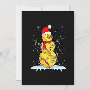 Christmas Softball Snowman Santa Xmas Lights for B Holiday Card