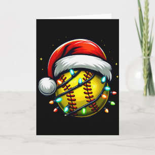 Christmas Softball Xmas Santa Softball Lover Boys Card