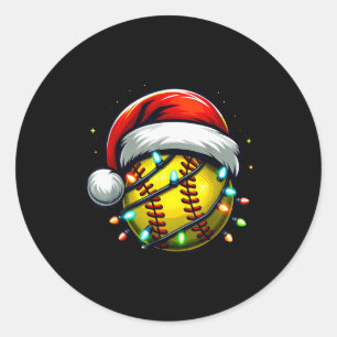 Christmas Softball Xmas Santa Softball Lover Boys Classic Round Sticker