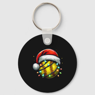 Christmas Softball Xmas Santa Softball Lover Boys Key Ring