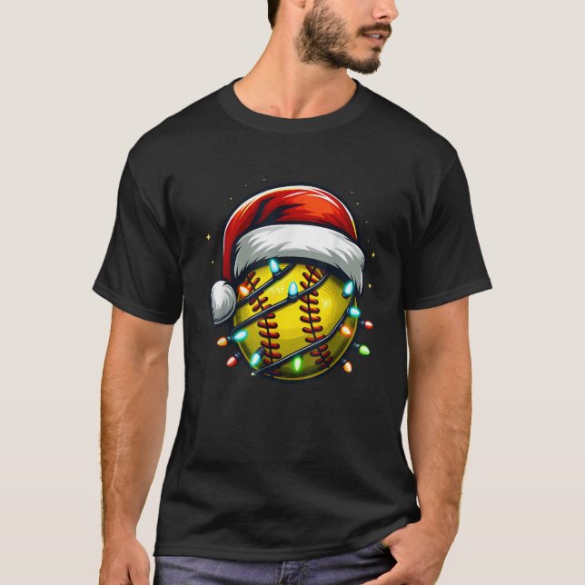 Christmas Softball Xmas Santa Softball Lover Boys  T-Shirt (Front)